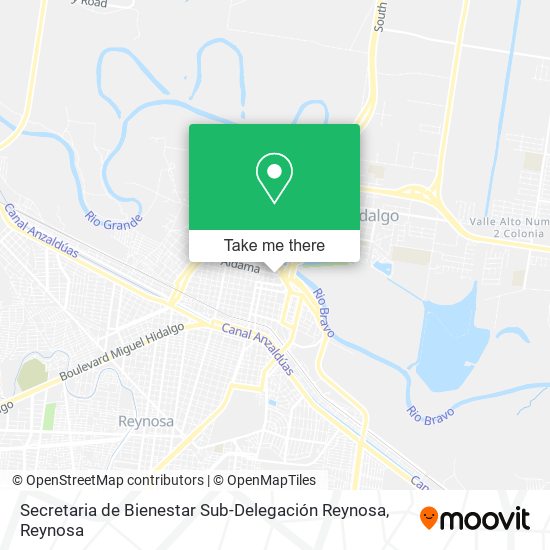 Mapa de Secretaria de Bienestar Sub-Delegación Reynosa