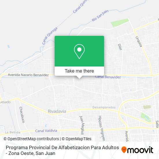 Programa Provincial De Alfabetizacion Para Adultos - Zona Oeste map
