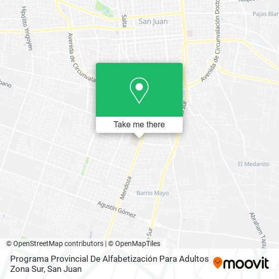 Mapa de Programa Provincial De Alfabetización Para Adultos Zona Sur