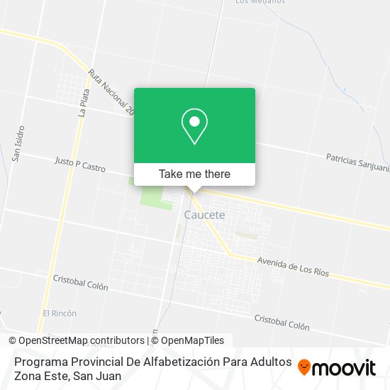 Programa Provincial De Alfabetización Para Adultos Zona Este map