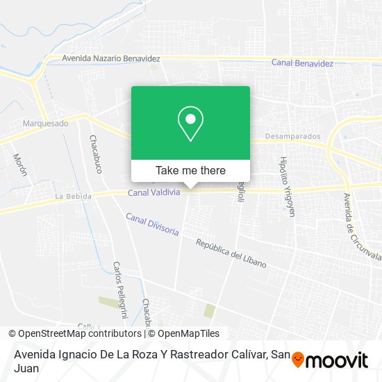 Avenida Ignacio De La Roza Y Rastreador Calívar map