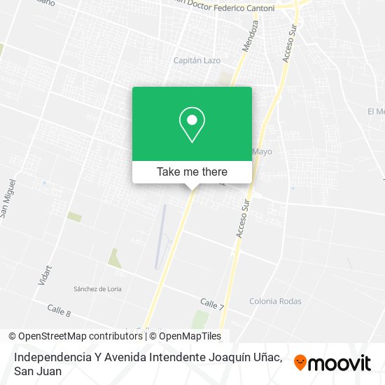 Mapa de Independencia Y Avenida Intendente Joaquín Uñac