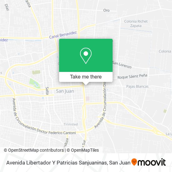 Avenida Libertador Y Patricias Sanjuaninas map