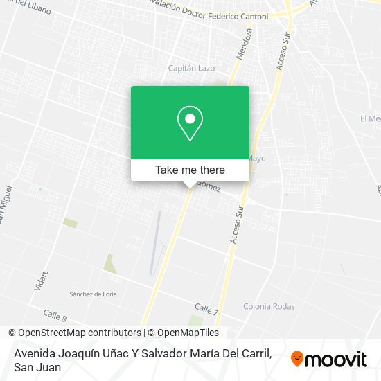 Avenida Joaquín Uñac Y Salvador María Del Carril map
