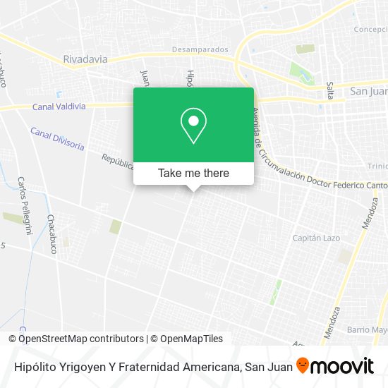 Hipólito Yrigoyen Y Fraternidad Americana map
