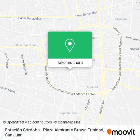 Mapa de Estación Córdoba - Plaza Almirante Brown-Trinidad