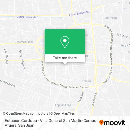 Mapa de Estación Córdoba - Villa General San Martín-Campo Afuera