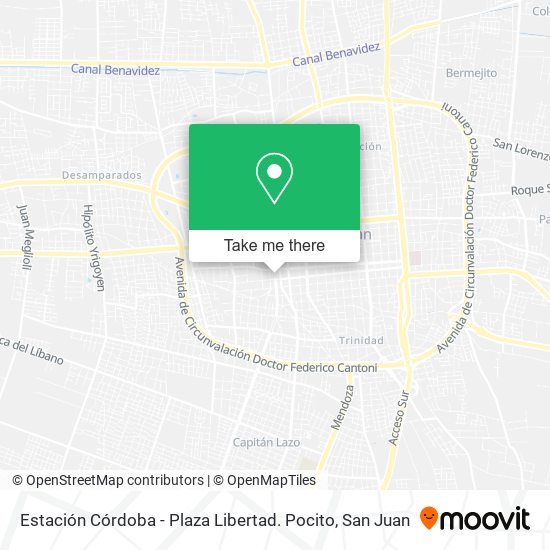 Estación Córdoba - Plaza Libertad. Pocito map