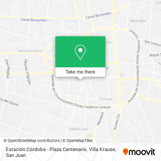 Estación Córdoba - Plaza Centenario. Villa Krause map
