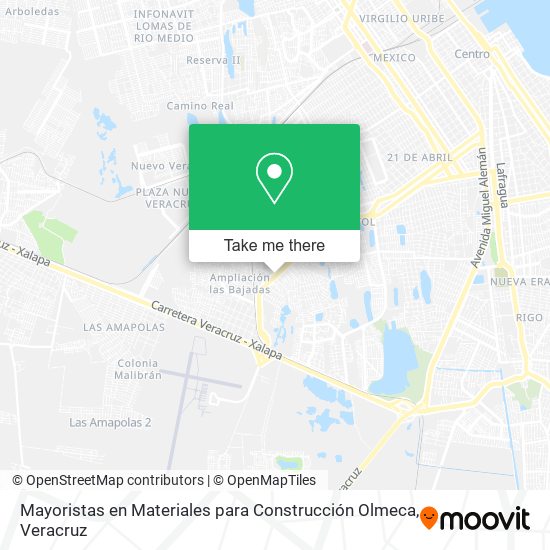 Mapa de Mayoristas en Materiales para Construcción Olmeca