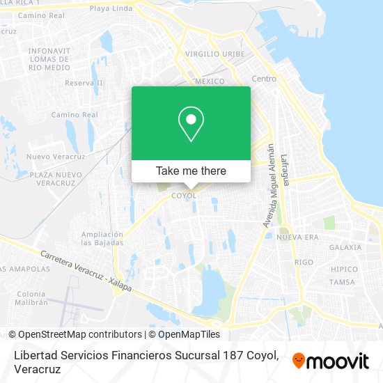 Mapa de Libertad Servicios Financieros Sucursal 187 Coyol
