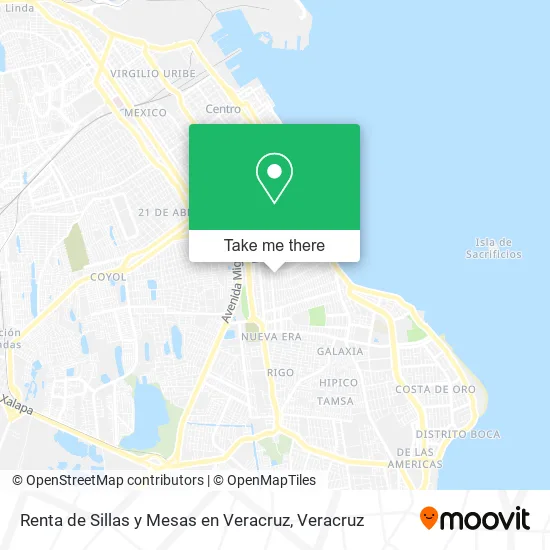 Renta de Sillas y Mesas en Veracruz map
