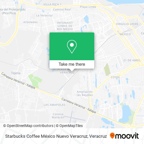 Mapa de Starbucks Coffee México Nuevo Veracruz