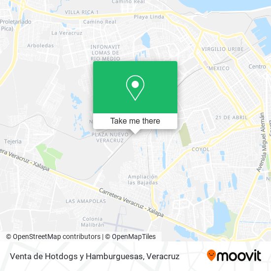Venta de Hotdogs y Hamburguesas map