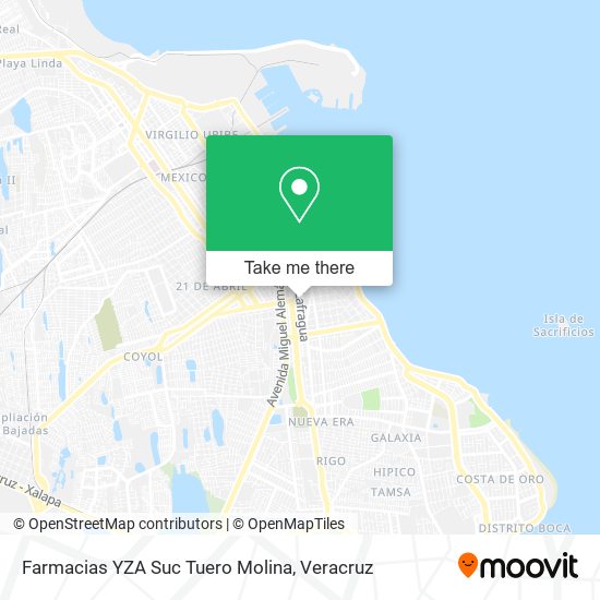 Farmacias YZA Suc Tuero Molina map