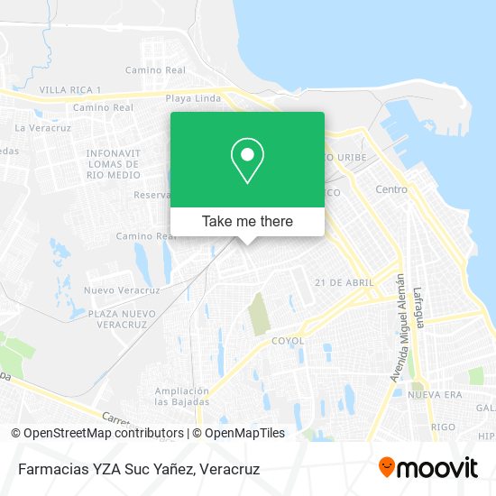 Farmacias YZA Suc Yañez map