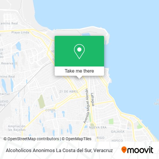 Mapa de Alcoholicos Anonimos La Costa del Sur