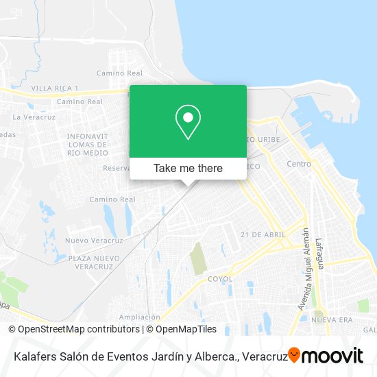 Mapa de Kalafers Salón de Eventos Jardín y Alberca.