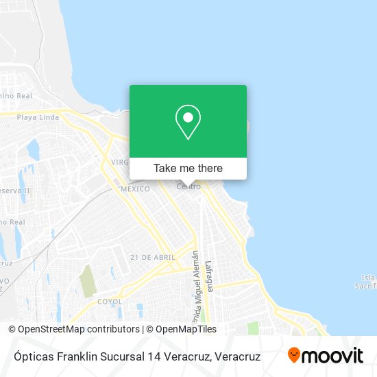 Mapa de Ópticas Franklin Sucursal 14 Veracruz