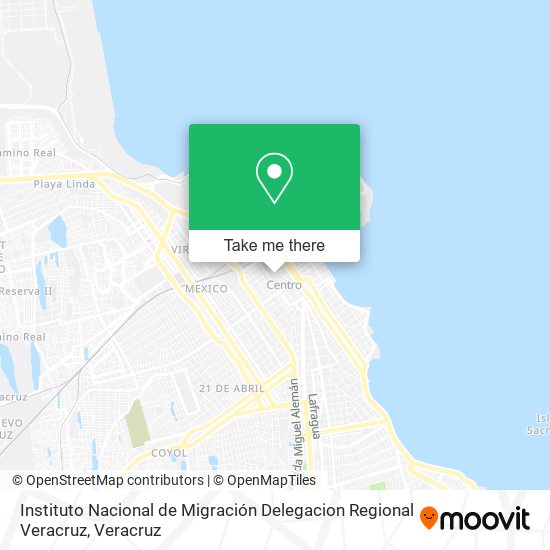 Instituto Nacional de Migración Delegacion Regional Veracruz map