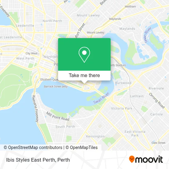 Mapa Ibis Styles East Perth