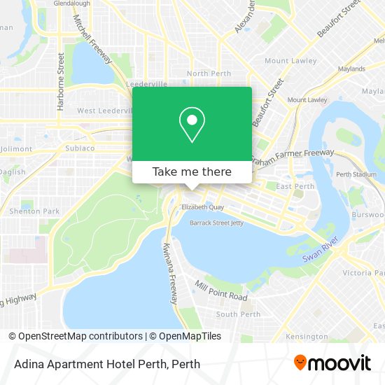 Mapa Adina Apartment Hotel Perth