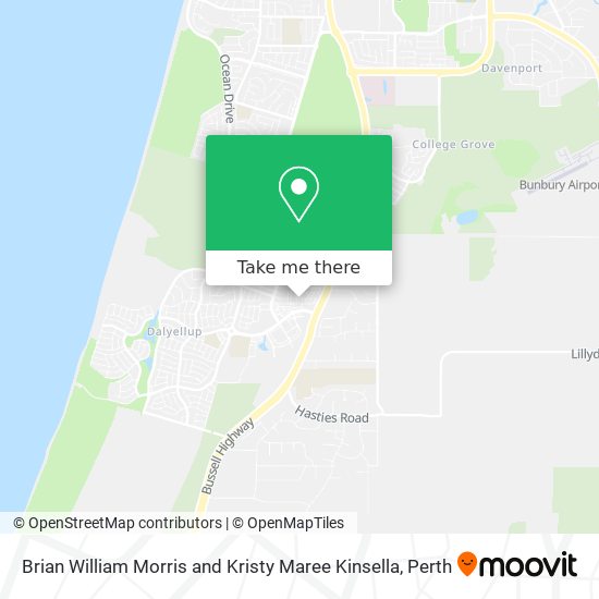 Brian William Morris and Kristy Maree Kinsella map