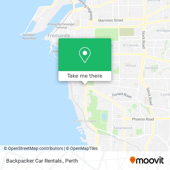 Mapa Backpacker Car Rentals.