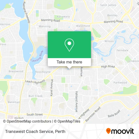 Mapa Transwest Coach Service