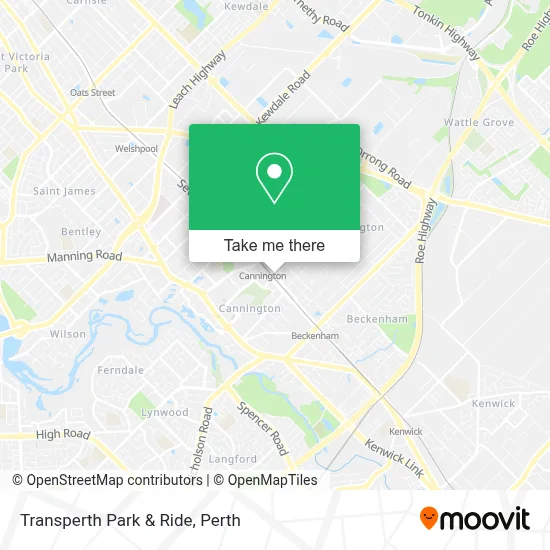 Mapa Transperth Park & Ride