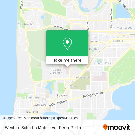 Mapa Western Suburbs Mobile Vet Perth