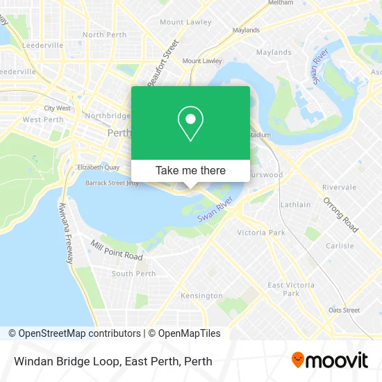 Mapa Windan Bridge Loop, East Perth