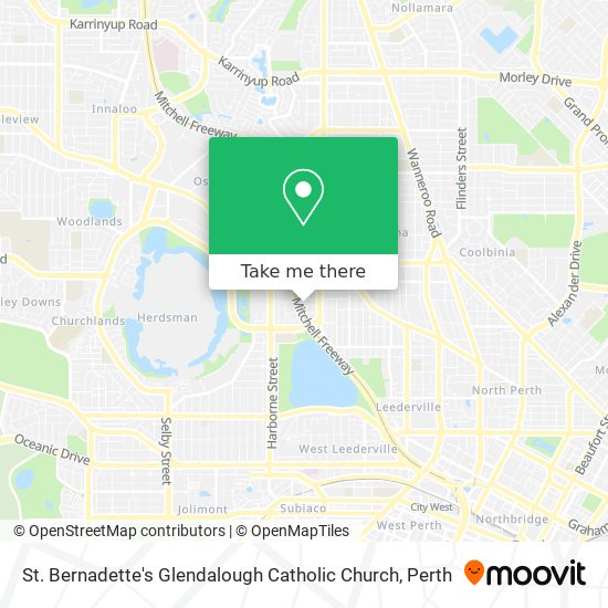 St. Bernadette's Glendalough Catholic Church map