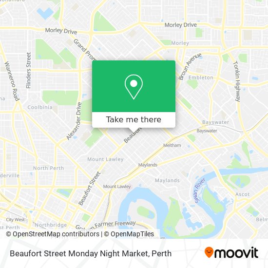 Beaufort Street Monday Night Market map