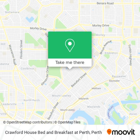 Crawford House Bed and Breakfast at Perth map