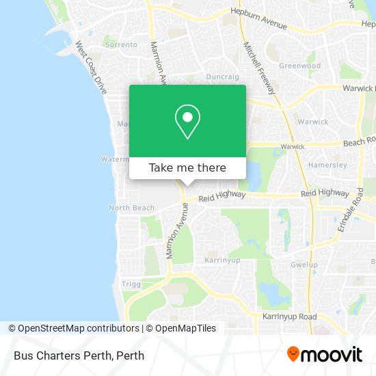 Bus Charters Perth map