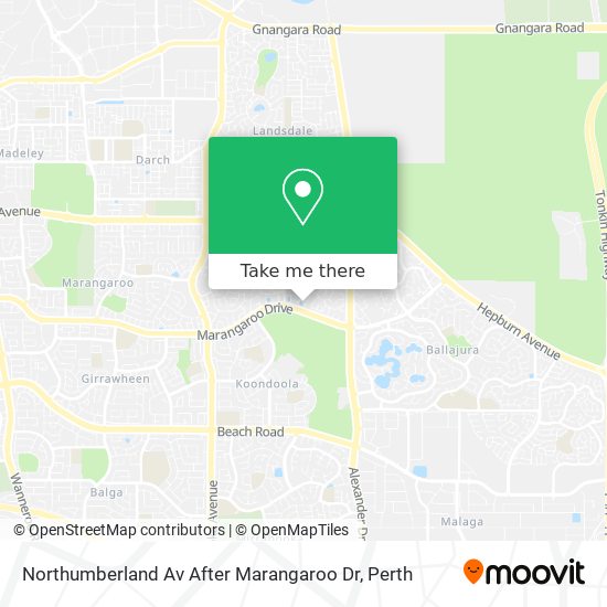 Northumberland Av After Marangaroo Dr map