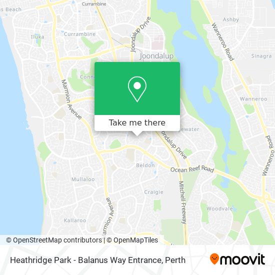 Heathridge Park - Balanus Way Entrance map
