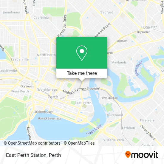 Mapa East Perth Station