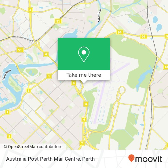 Mapa Australia Post Perth Mail Centre