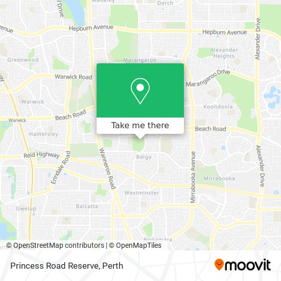 Princess Road Reserve map