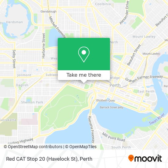 Mapa Red CAT Stop 20 (Havelock St)