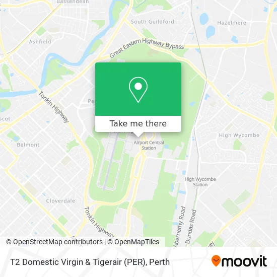 T2 Domestic Virgin & Tigerair (PER) map