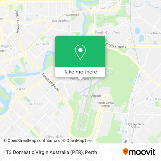 T3 Domestic Virgin Australia  (PER) map