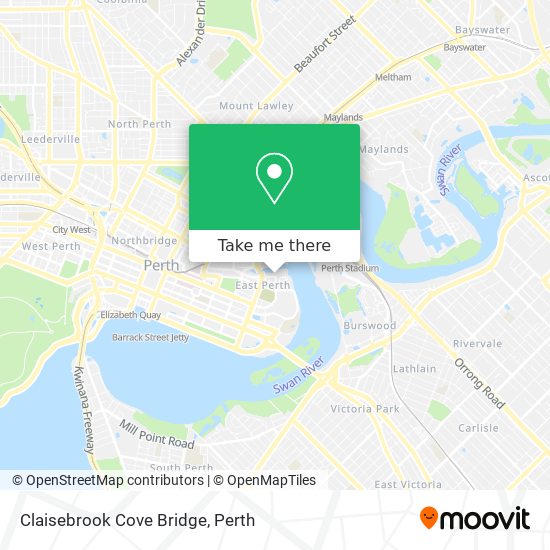 Claisebrook Cove Bridge map