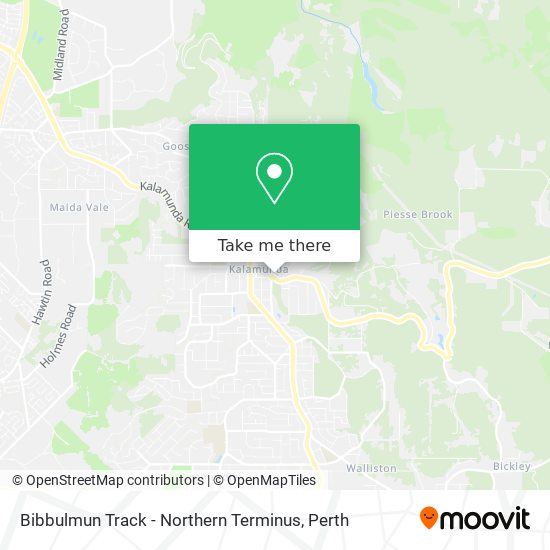 Mapa Bibbulmun Track - Northern Terminus