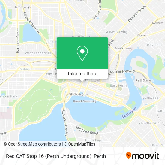 Mapa Red CAT Stop 16 (Perth Underground)
