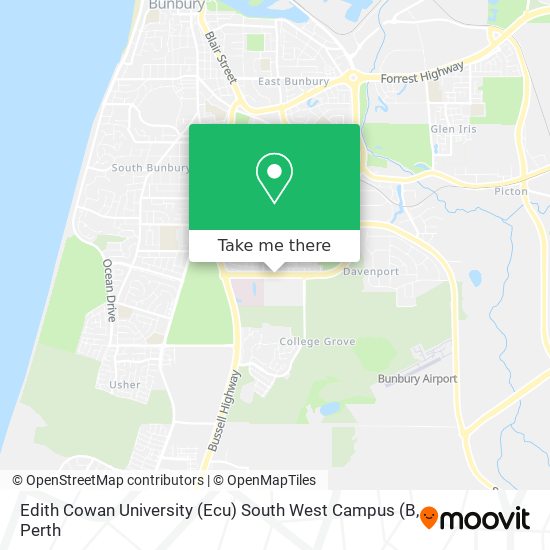 Mapa Edith Cowan University (Ecu) South West Campus (B