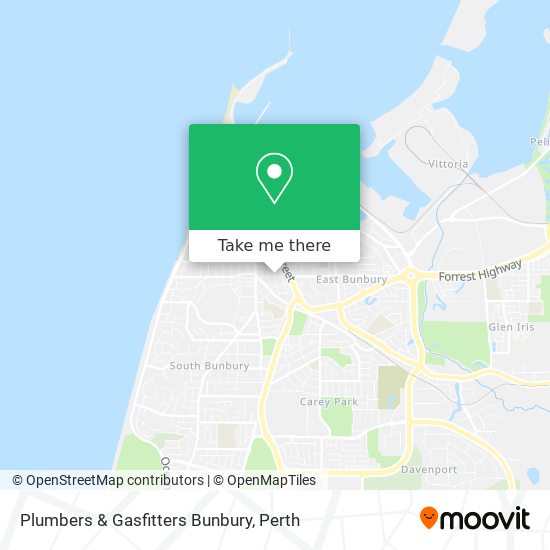 Plumbers & Gasfitters Bunbury map