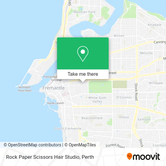 Mapa Rock Paper Scissors Hair Studio